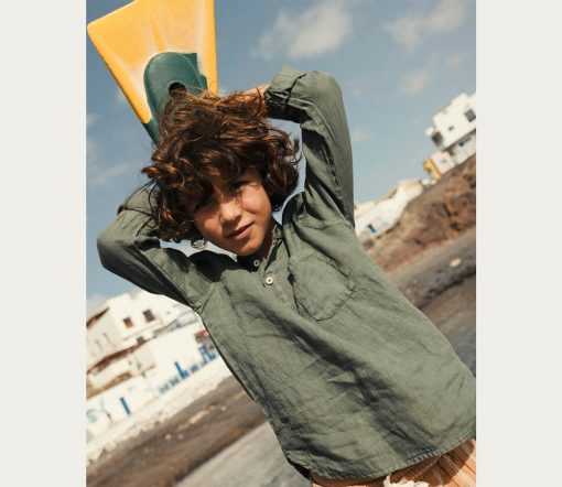 Búho Barcelona - Hemd "KURTA", Bluette, Leinen – Bild 4