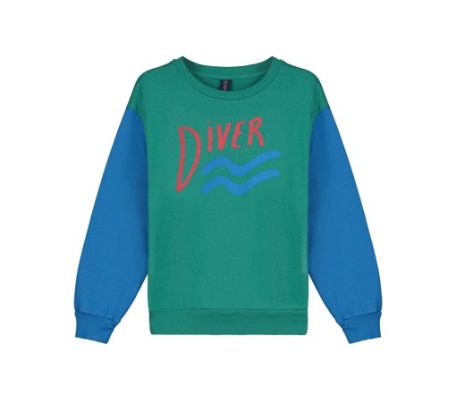 BONMOT ORGANIC - Sweatshirt "DIVER", Verdigris, Biobaumwolle
