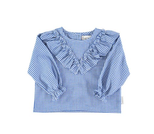 PiuPiuChick - Bluse "Kariert", White/Blue, Biobaumwolle