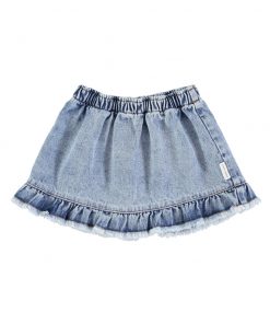 PiuPiuChick - Jeans Rock mit Rüschen, light denim