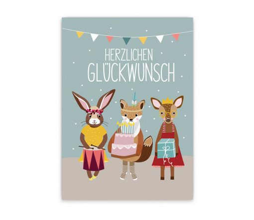 Nellie&Finn - Postkarte "HERZLICHEN GLÜCKWUNSCH"