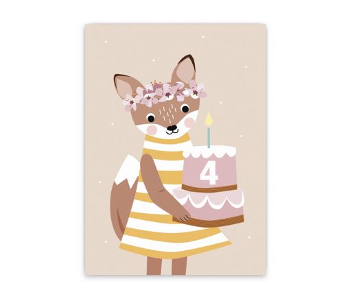 Nellie&Finn - Postkarte "4. GEBURTSTAG"