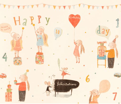 Maileg -  Geschenkpapier, "Happy Birthday" - Rolle 10m