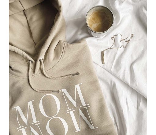 Unique Love - Hoodie "MOM WOW", sand, Biobaumwolle – Bild 3