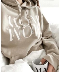 Unique Love - Hoodie "MOM WOW", sand, Biobaumwolle