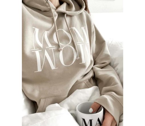 Unique Love - Hoodie "MOM WOW", sand, Biobaumwolle