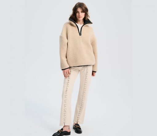 Alwero – Sweater BEL, Oversize, Sand Brown, Biowolle – Bild 5