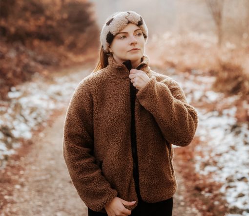 Alwero - Teddy Jacke Women, "Leo", Brown, Biowolle – Bild 2