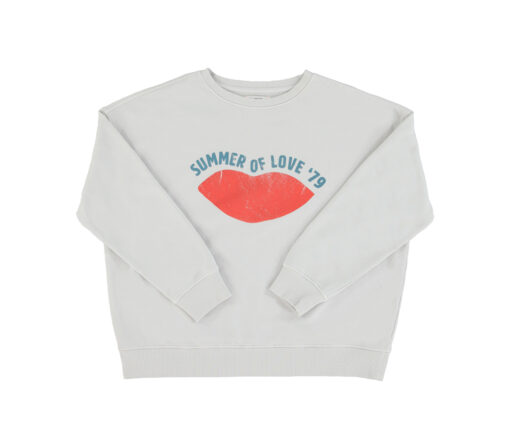 Sisters Department - Sweatshirt, "LIPS", Light Grey, Biobaumwolle