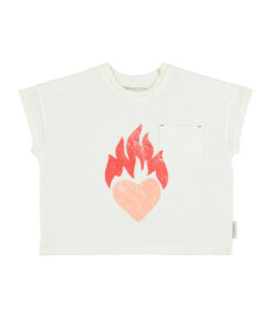 PiuPiuChick - T-Shirt "HEART", ecru, Biobaumwolle