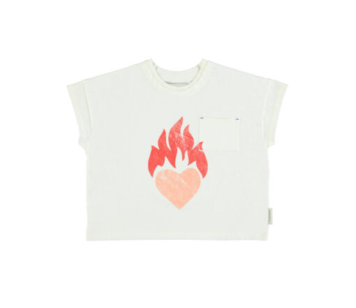 PiuPiuChick - T-Shirt "HEART", ecru, Biobaumwolle