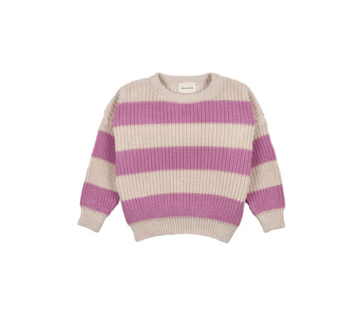 The New Society - Pullover "MYRA", Natural/Iris Lilac Stripes, Biobaumwolle – Bild 2