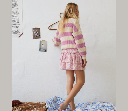 The New Society - Pullover "MYRA", Natural/Iris Lilac Stripes, Biobaumwolle – Bild 3