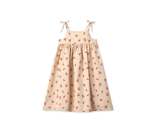 Liewood -  Empire Kleid "Eli", mit Print, Cream/Cherries, Biobaumwolle GOTS – Bild 2