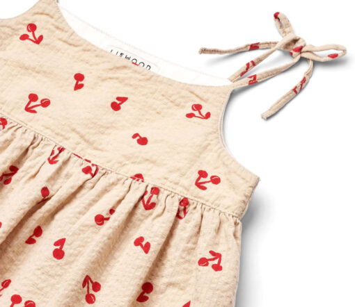Liewood -  Empire Kleid "Eli", mit Print, Cream/Cherries, Biobaumwolle GOTS – Bild 3