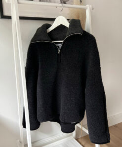 Alwero - Sweater BEL, Oversize Deep Black, Biowolle, LIMITED EDITION