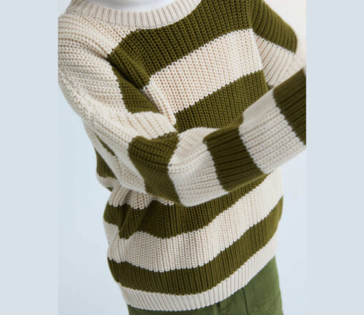 The New Society - Pullover "MYRA", Natural/Olive Stripes, Biobaumwolle – Bild 4