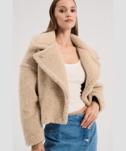 Alwero - Jacke "TEDDY SHORT" Adult,  Sand Brown, Biowolle Ultra Light