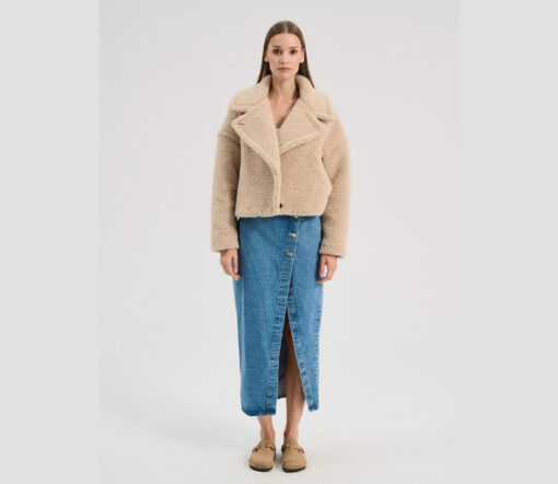 Alwero - Jacke "TEDDY SHORT" Adult,  Sand Brown, Biowolle Ultra Light – Bild 2