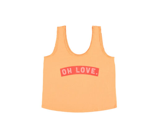 Sisters Department - Tank Top, "OH LOVE", apricot, Biobaumwolle/Leinen