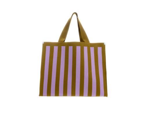 StickySis - Shopper "Knitted stripes", sunset lilac + costa green