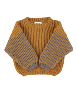 PiuPiuChick - Pullover "Stripes", Camel/grey