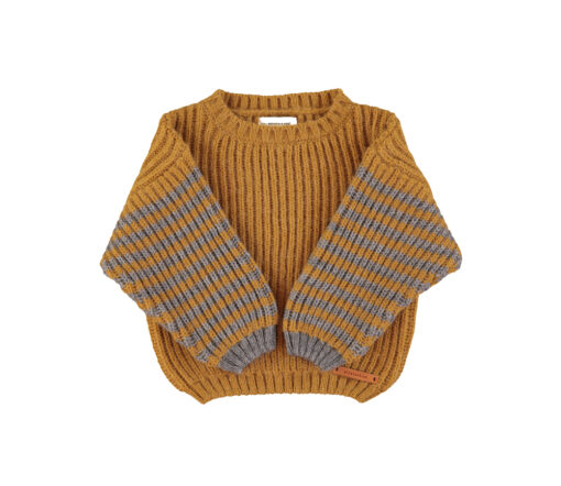 PiuPiuChick - Pullover "Stripes", Camel/grey
