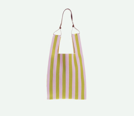 StickySis - Markttasche | knitted stripes | dolce pink + lemon leaf