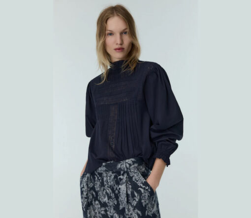 The New Society - Bluse "VENUS", midnight navy, Baumwolle – Bild 2