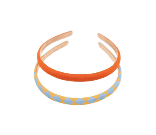 Grech & Co. - Haarreif, 2er Set, "Check Laguna+Wheat"