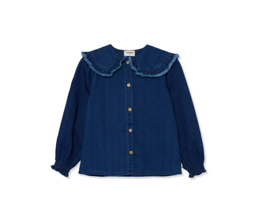 mylittleCOZMO - Bluse "HERRINGBONE", Denim, Biobaumwolle