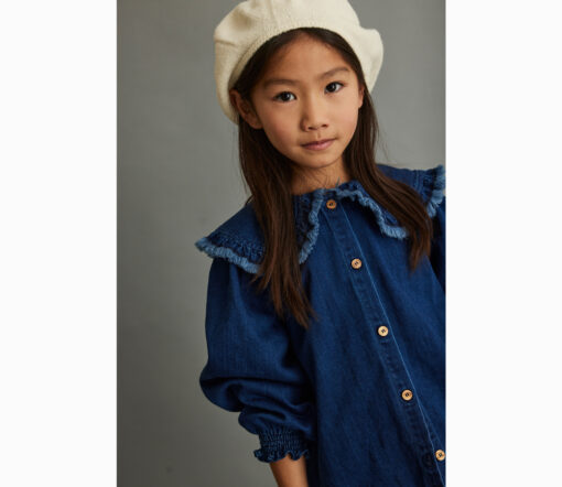 mylittleCOZMO - Bluse "HERRINGBONE", Denim, Biobaumwolle – Bild 2