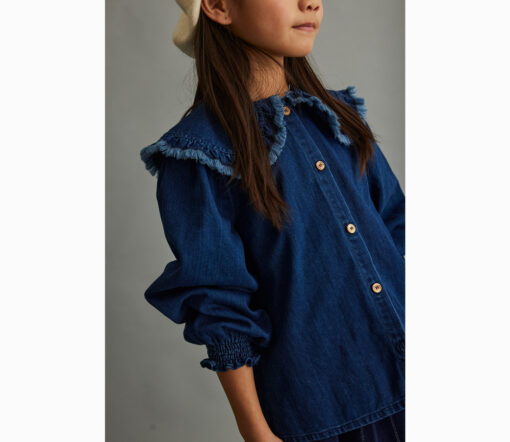 mylittleCOZMO - Bluse "HERRINGBONE", Denim, Biobaumwolle – Bild 3