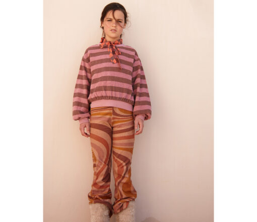 LongLiveTheQueen - Sweatshirt gestreift, old pink/brown, Biobaumwolle – Bild 3