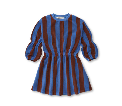 SPROET & SPROUT - Kleid, TERRY DRESS, block stripe, brown blue, Bio Baumwolle
