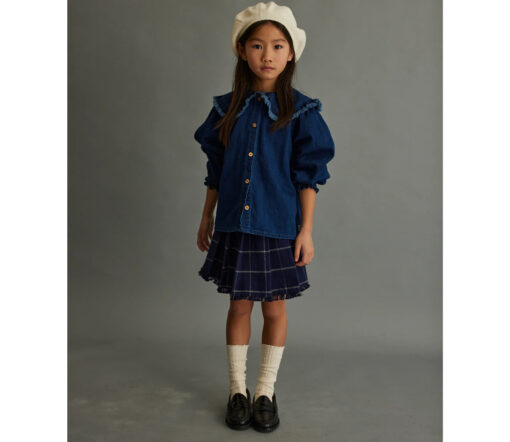 mylittleCOZMO - Bluse "HERRINGBONE", Denim, Biobaumwolle – Bild 5