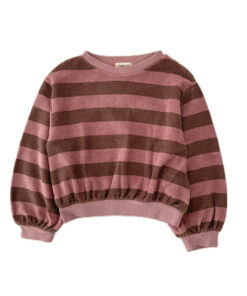 LongLiveTheQueen - Sweatshirt gestreift, old pink/brown, Biobaumwolle