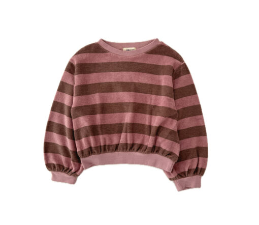 LongLiveTheQueen - Sweatshirt gestreift, old pink/brown, Biobaumwolle