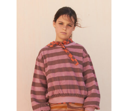 LongLiveTheQueen - Sweatshirt gestreift, old pink/brown, Biobaumwolle – Bild 2