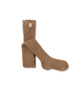 mylittleCOZMO - Strumpfhose, gerippt, taupe melange, Biobaumwolle