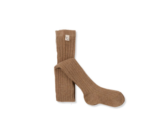 mylittleCOZMO - Strumpfhose, gerippt, taupe melange, Biobaumwolle