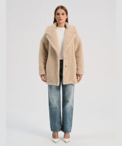 Alwero - Mantel "TEDDY MID" Adult,  Sand Brown, Biowolle Ultra Light
