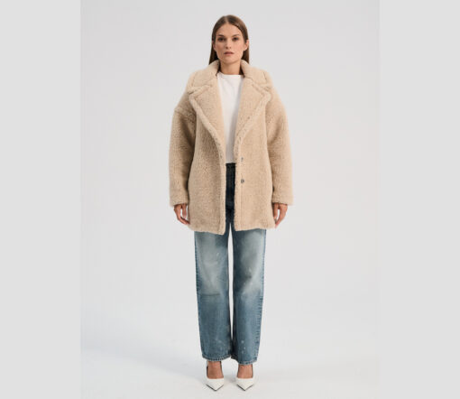 Alwero - Mantel "TEDDY MID" Adult,  Sand Brown, Biowolle Ultra Light