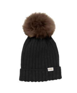 Huttelihut -  Mütze mit Alpaca PomPom, Merinowolle, phantom