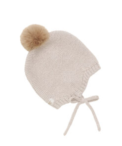 Huttelihut -   Mütze Wool Knit w. Pompom, MerinoWolle, creme