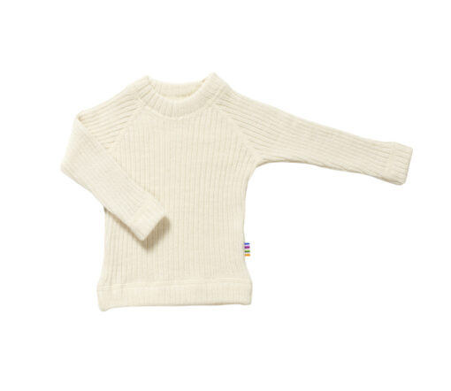 JOHA - Langarm Shirt gerippt, Merinowolle, natur