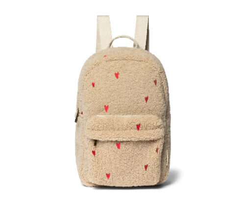 Studio Noos - Rucksack Midi "TEDDY HEARTS" beige LIMITED EDITION