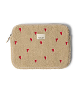 Studio Noos - Laptop-Tasche "TEDDY HEARTS", 13 Zoll, beige LIMITED EDITION