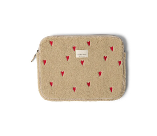 Studio Noos - Laptop-Tasche "TEDDY HEARTS", 13 Zoll, beige LIMITED EDITION