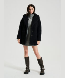 Alwero - Mantel "TEDDY MID" Adult, DEEP BLACK, Biowolle Ultra Light